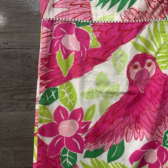 Lilly Pulitzer Pink Strapless A-Line Mini Dress Port Of Caw Parrot Size 14 XS - Picture 3 of 11